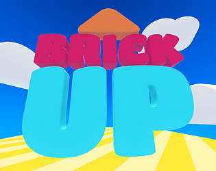 A sky background with 3D bubbly text in front saying Brick Up.